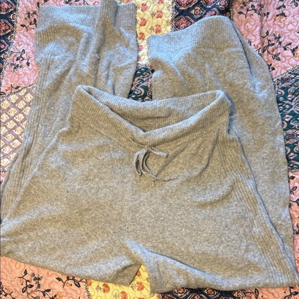 Lou & Grey Heather Gray Wide-Leg Knit Pants